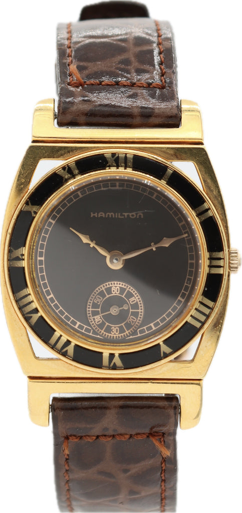 Vintage Hamilton Piping Rock Reissue Men's Quartz Wristwatch Swiss Made Gold Tone