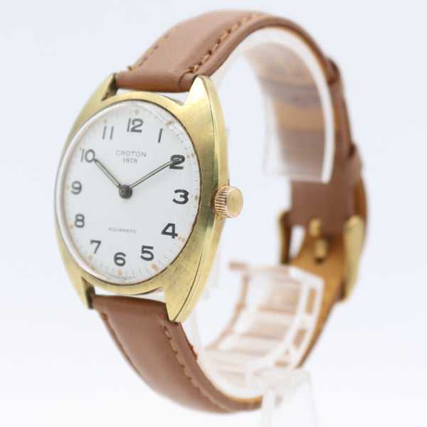 Vintage 34mm Croton Aquamatic Men's Automatic Wristwatch A.Schild 1902 Gold Tone