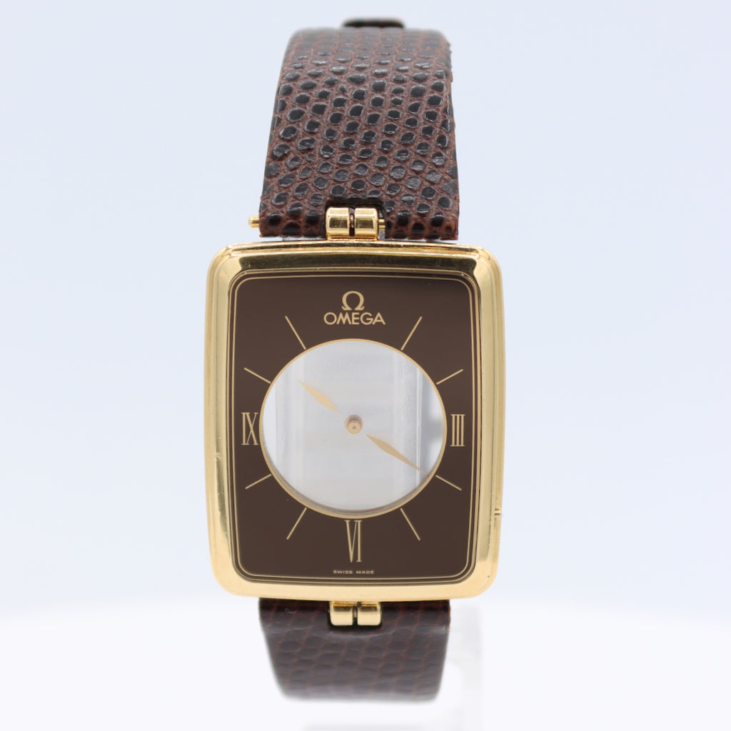 Vintage 28mm Omega La Magique Men's Quartz Wristwatch 18k Gold Scarface