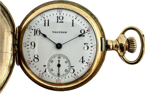 Antique 0S Waltham Fancy Hunter Pocket Watch No. 165 14k TriColor Gold Filled