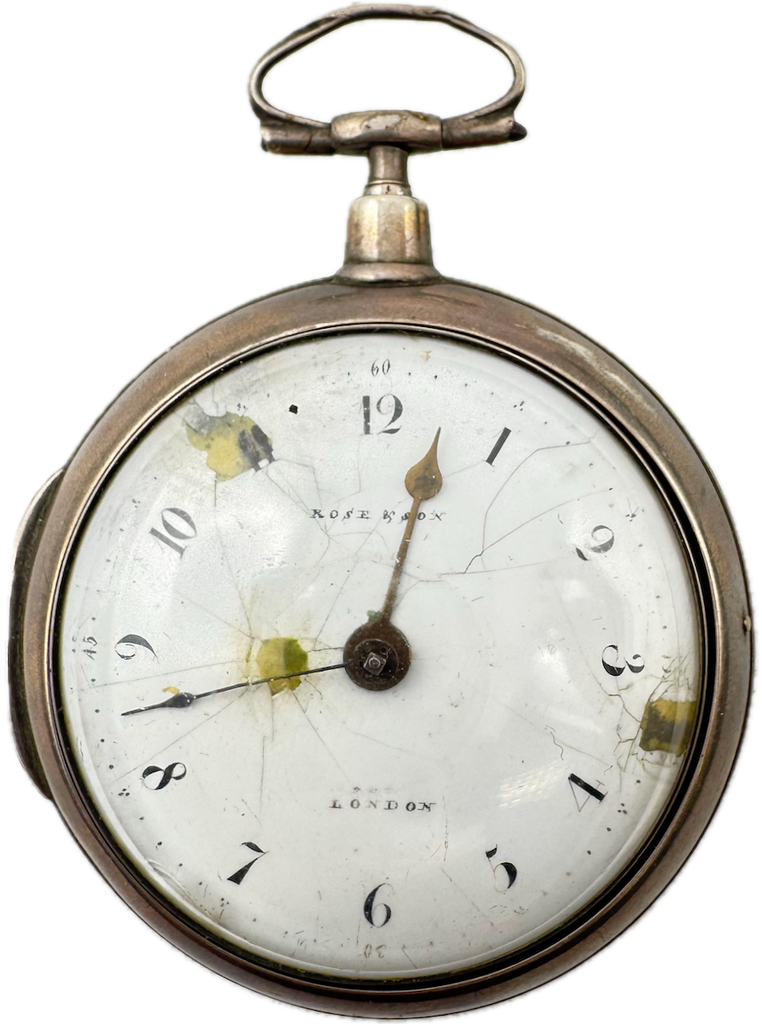 Antique Rose & Son Pair Case Key Wind Fusee Pocket Watch Sterling Silver