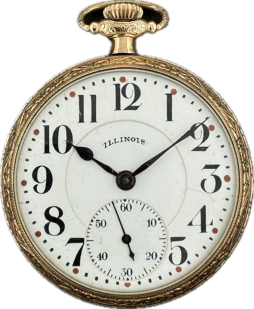 Antique 16 Size Illinois Pinstripe Mechanical Pocket Watch Grade 706 14k GF