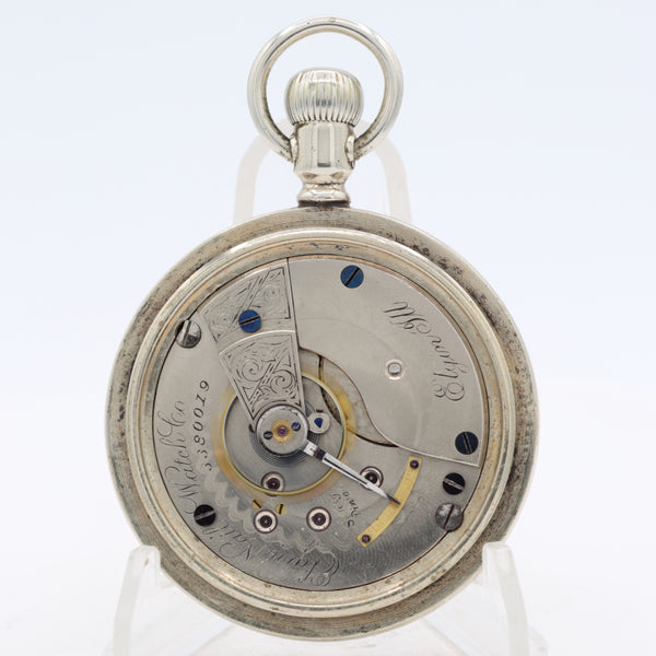 Antique 1889 Elgin Coin Edge Mechanical Pocket Watch 43 Nickel USA Running