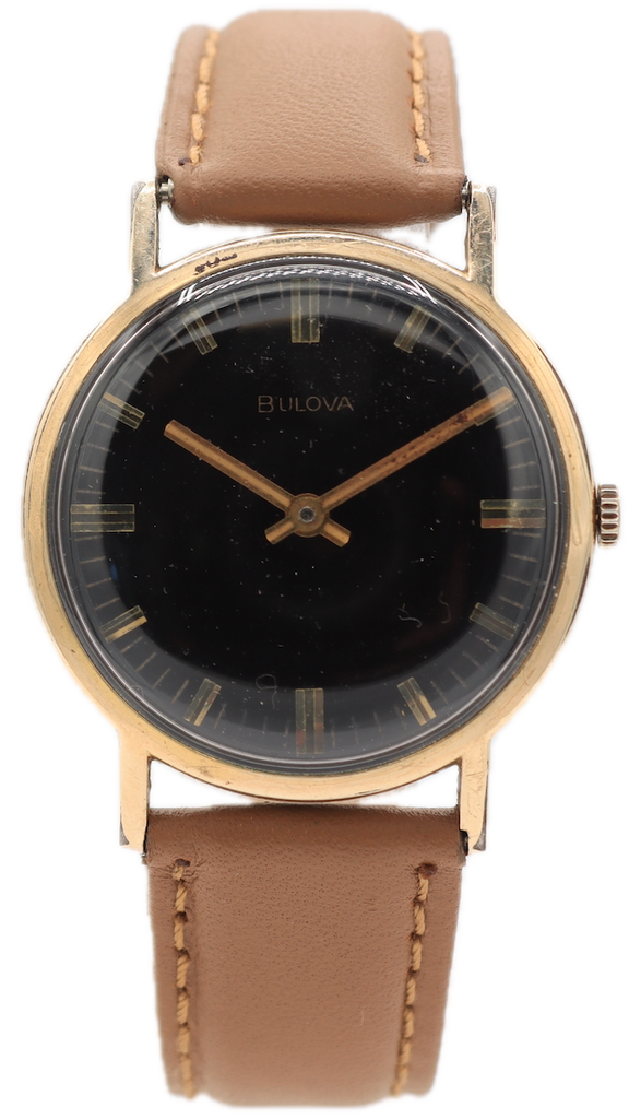 Vintage 1970 Bulova Black Dial Men's Mechanical Wristwatch 11 BLL USA