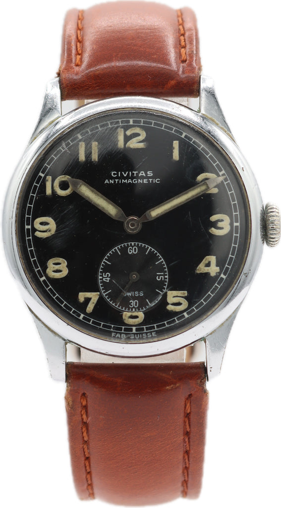 Vintage 33mm Civitas Military Men's Mechanical Wristwatch 10 1/2C Swiss Steel