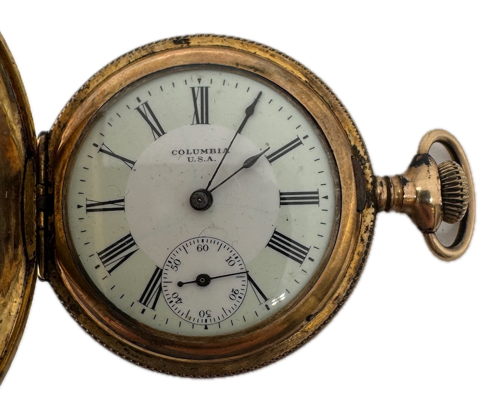 Antique 6 Size Columbia Mechanical Hunter Pocket Watch New York Standard 44 GF