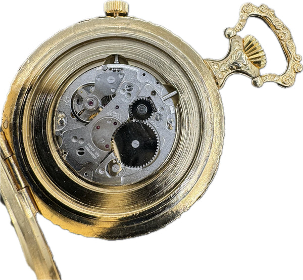 Vintage Mentor Alarm w Roman Numeral Dial Mechanical Pocket Watch Ronda 1223