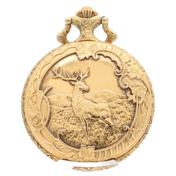 Antique Majestime Bird Dial 17 Jewel Mechanical Hunter Pocket Watch Swiss