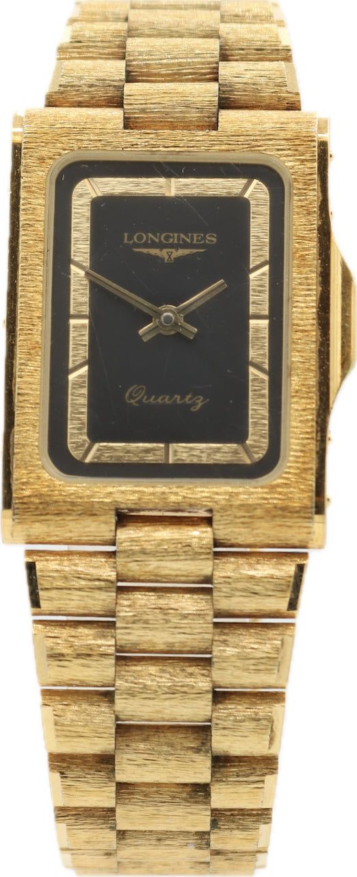 Vintage Longines Tank Style w Bark Finish Men's Quartz Wristwatch Gold ...