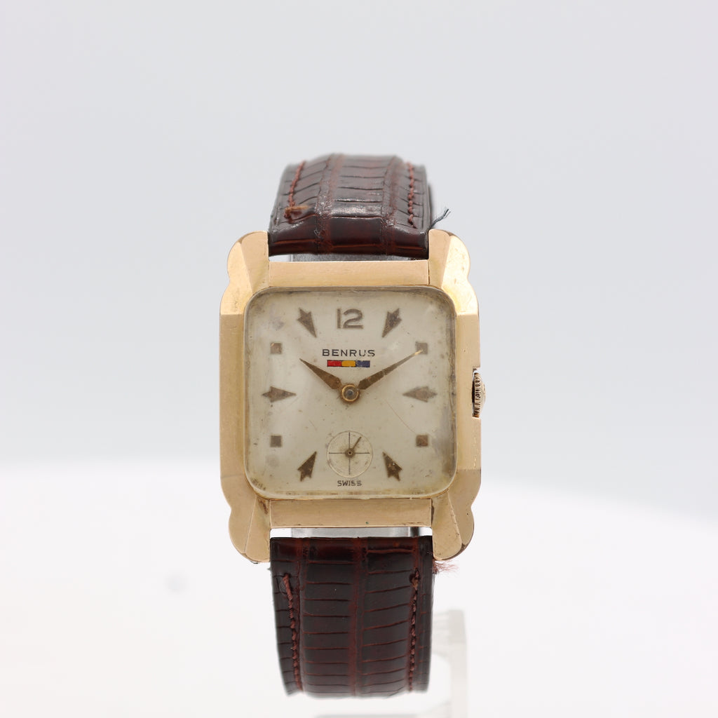 Vintage Benrus Dress Square Men's Mechanical Wristwatch 76 Swiss 10k RGP