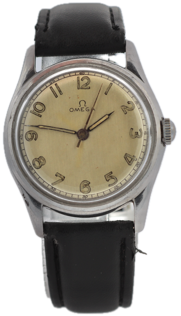 Vintage Omega Military Style Men's Mechanical Wristwatch R17.8 Swiss Steel