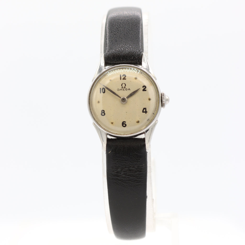 Vintage 20mm Omega 2334-2 Ladies Mechanical Wristwatch Steel w Nipple Crown