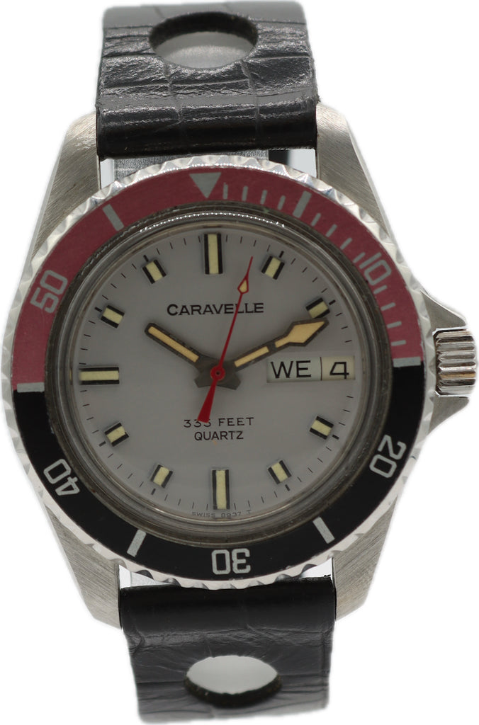 Vintage 36mm Caravelle Paddle Hand Diver Men s Quartz Wristwatch Swiss thewatchpreserve