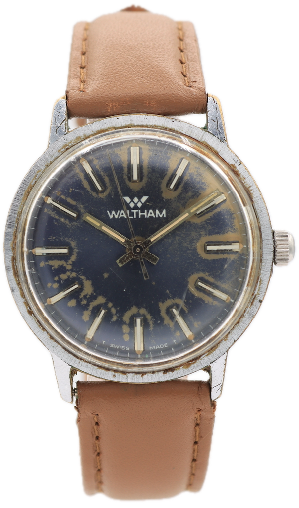 Vintage Waltham Blue Men's Mechanical Wristwatch SGT 100 E4 Steel & Chrome