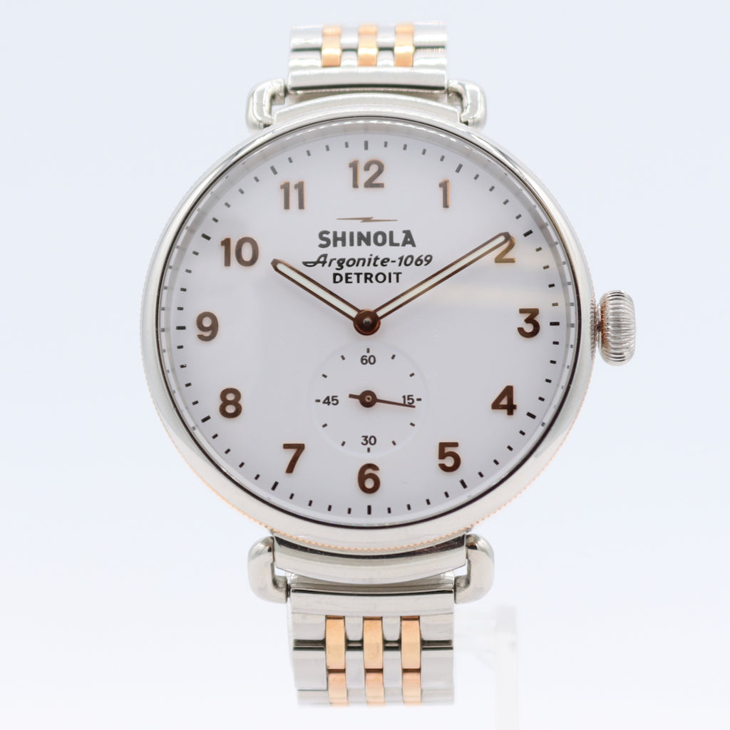 Vintage 38mm Shinola Canfield White Men's Quartz Wristwatch Argonite-1069