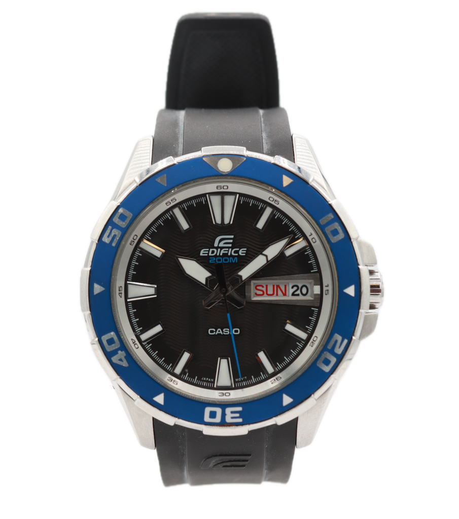 Casio EFM100 Blue Edifice Daydate Diver Men's Quartz Wristwatch Stainless Steel