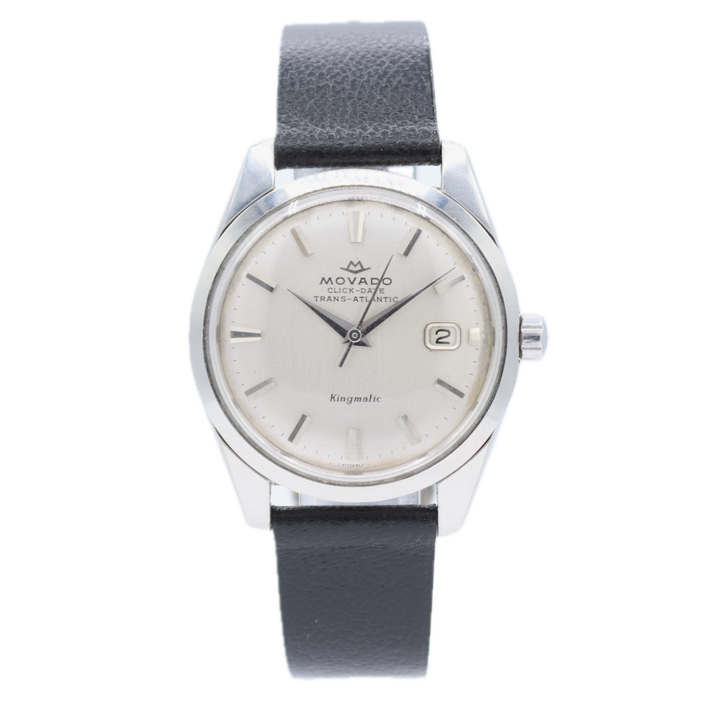 Vintage 36mm Movado Kingmatic Trans-Atlantic Men's Automatic Wristwatch Steel