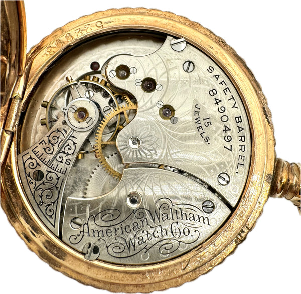 Antique 6 Size Waltham Stag & Cabin Hunter Pocket Watch Seaside Gold Filled