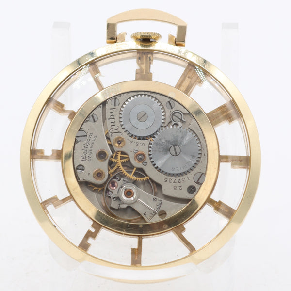 Antique 6/0s 1934 Waltham Skeleton Case Mechanical Pocket Watch No. 567 USA