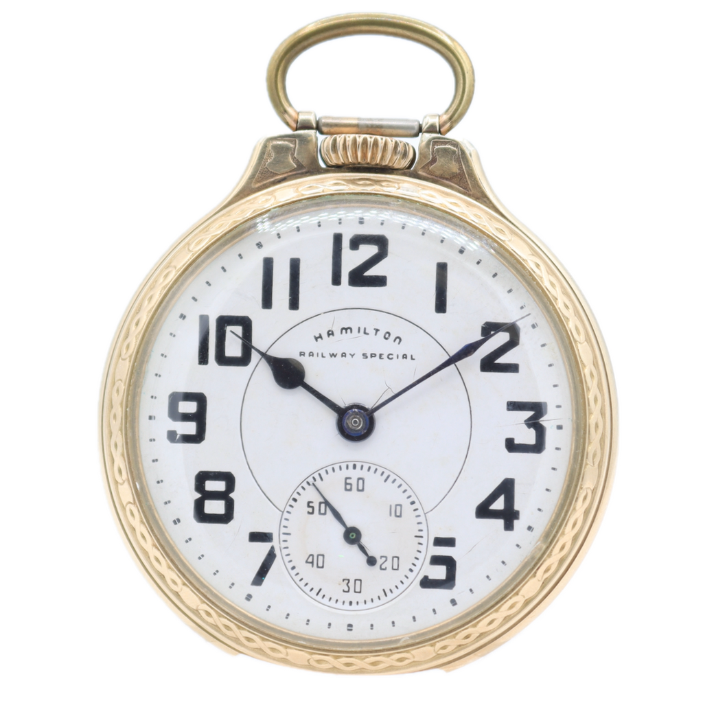 Antique 16s 1966 Hamilton Bar Over Crown 21 Jewel Railroad Pocket Watch 992B