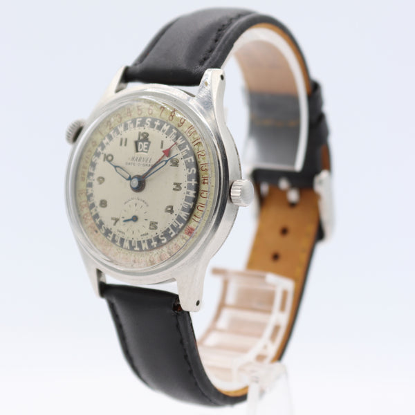 Vintage 36mm Harvel Date-O-Graph Men's Automatic Wristwatch Triple Calendar