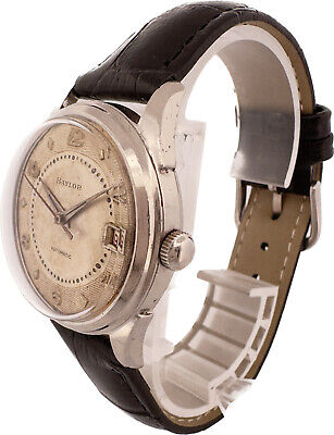 Vintage Baylor Men's Automatic Wristwatch AS 1476 Steel w Half Honeycomb Dial