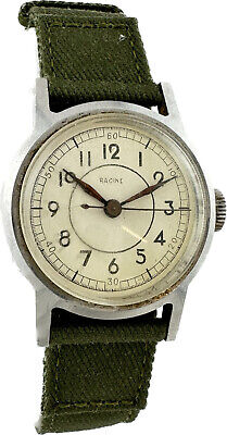 Vintage Racine Gallet Military Style Men's Mechanical Wristwatch w Borgel Case