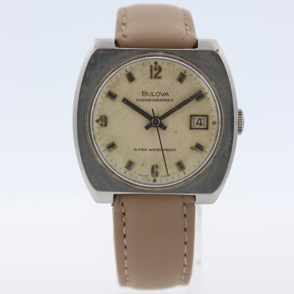 Vintage Bulova Oceanographer Men's Automatic Wristwatch Swiss Stainless Steel