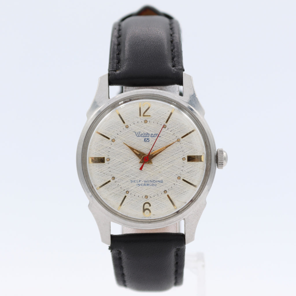 Vintage Waltham "65" 65 Jewel Men's Automatic Wristwatch AS 1580 Steel Linen