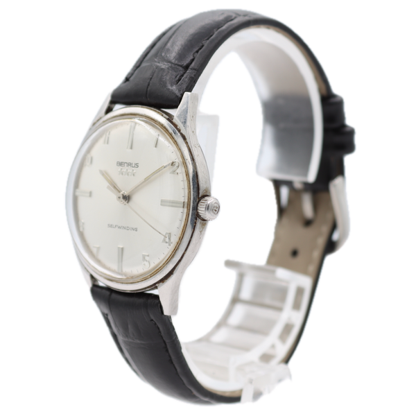 Vintage 32mm Benrus 7001 Sunburst Men's Automatic Wristwatch Swiss Steel 3 Star