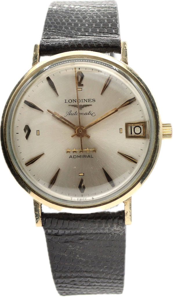 Vintage 35mm Longines Admiral Men's Automatic Wristwatch Swiss 14k Gold Bezel