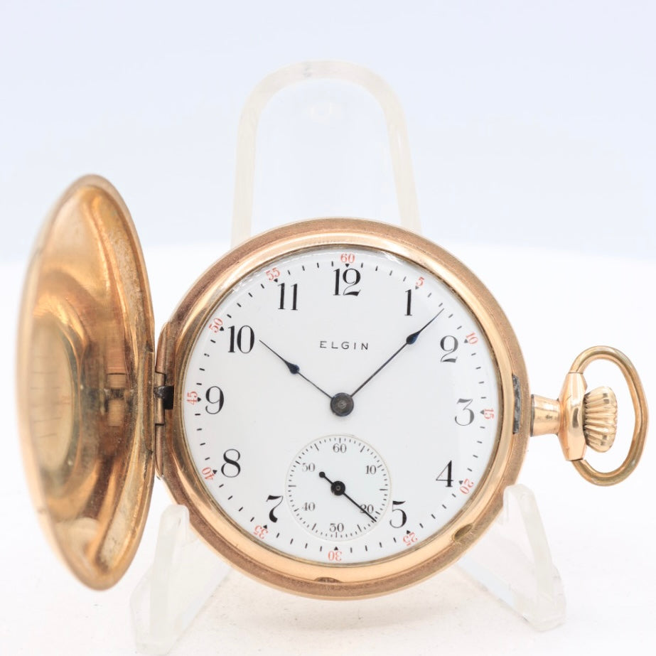 Antique 16s 1905 Elgin Shield 17 Jewel Hunter Pocket Watch 241 25 Year GF USA