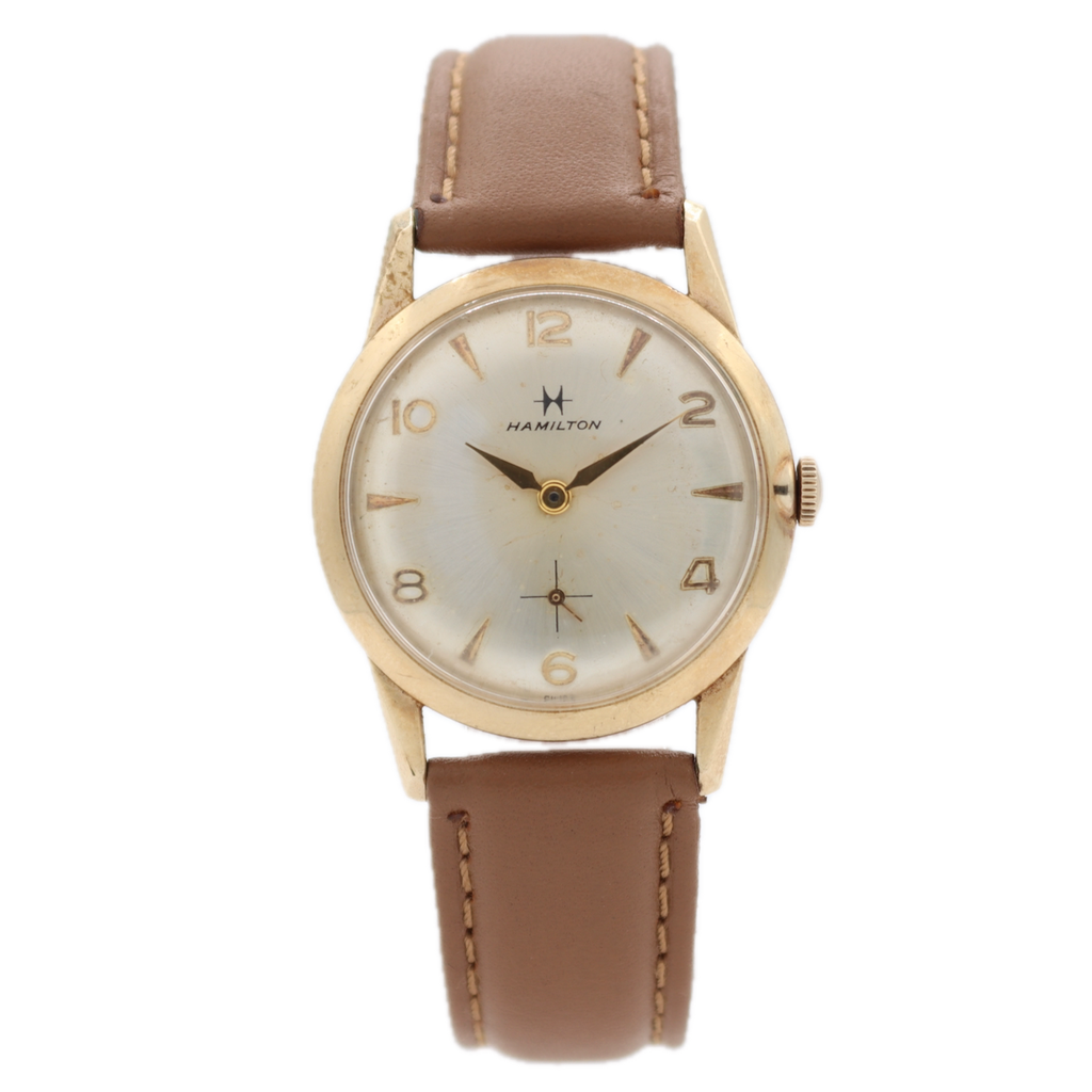 Vintage Hamilton Gold Sunburst 17J Men's Mechanical Wristwatch 686 Swiss 10kRGP