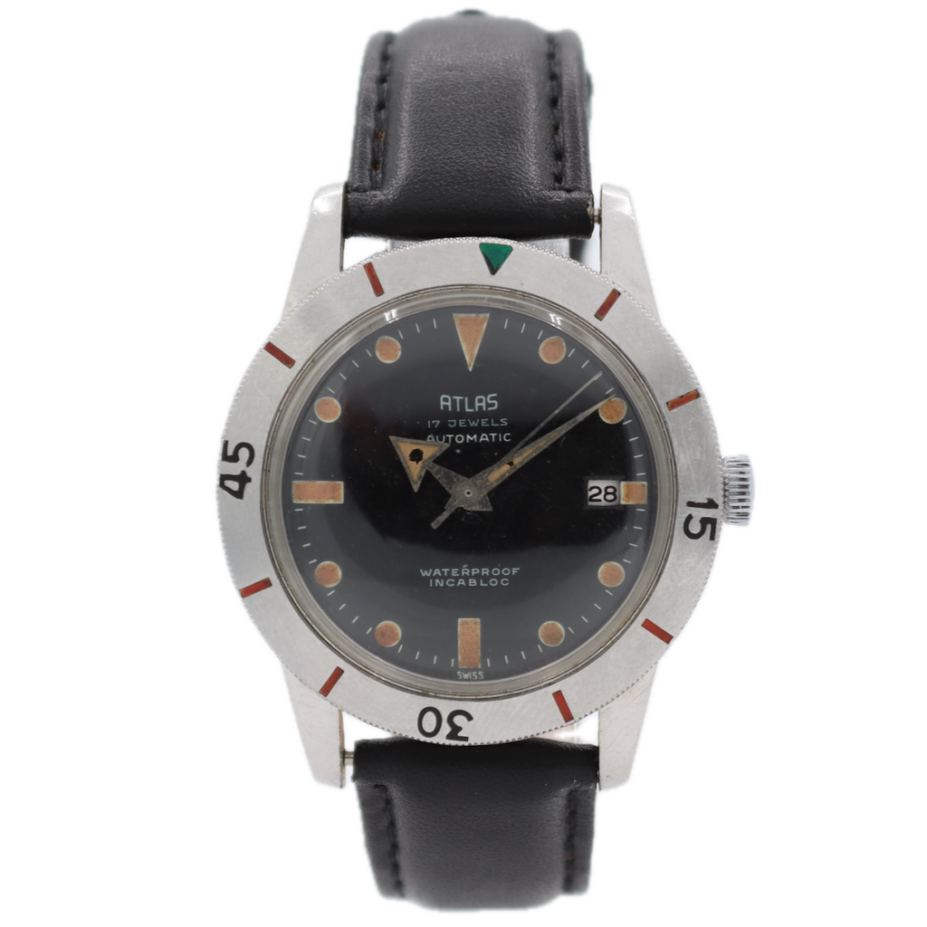 Vintage Atlas Bidynator Men's Automatic Wristwatch Felsa 692 Steel Date Serviced