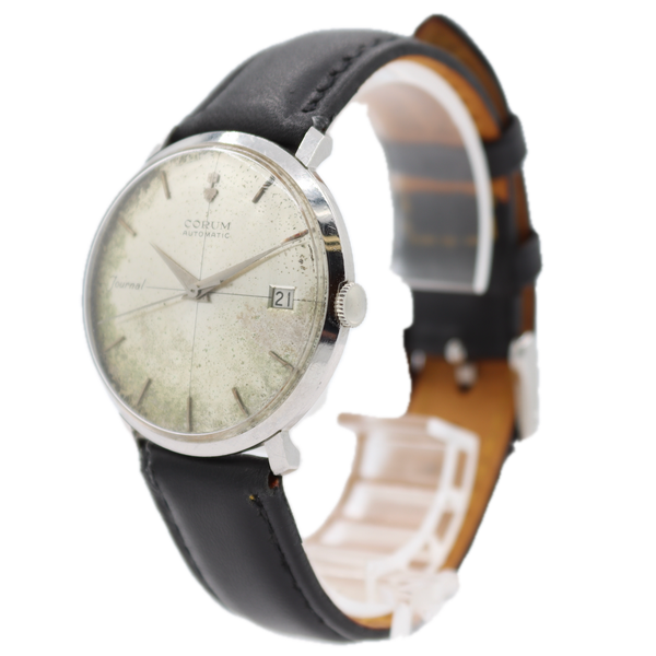 Vintage Corum Journal Date Men's Automatic Wristwatch Swiss Steel Crosshairs
