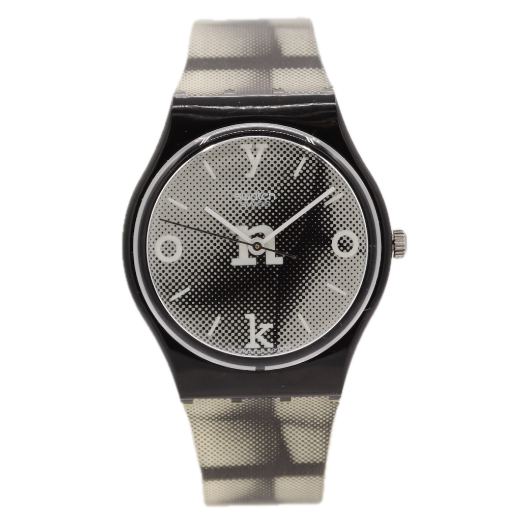 34mm 1996 Swatch GB168 Yoko Ono Men's Quartz Wristwatch Swiss Film No. 4 W/Case