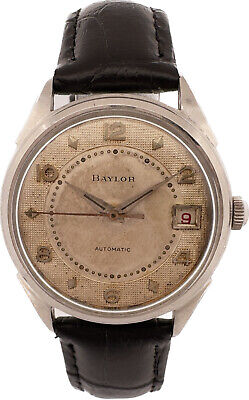Vintage Baylor Men's Automatic Wristwatch AS 1476 Steel w Half Honeycomb Dial
