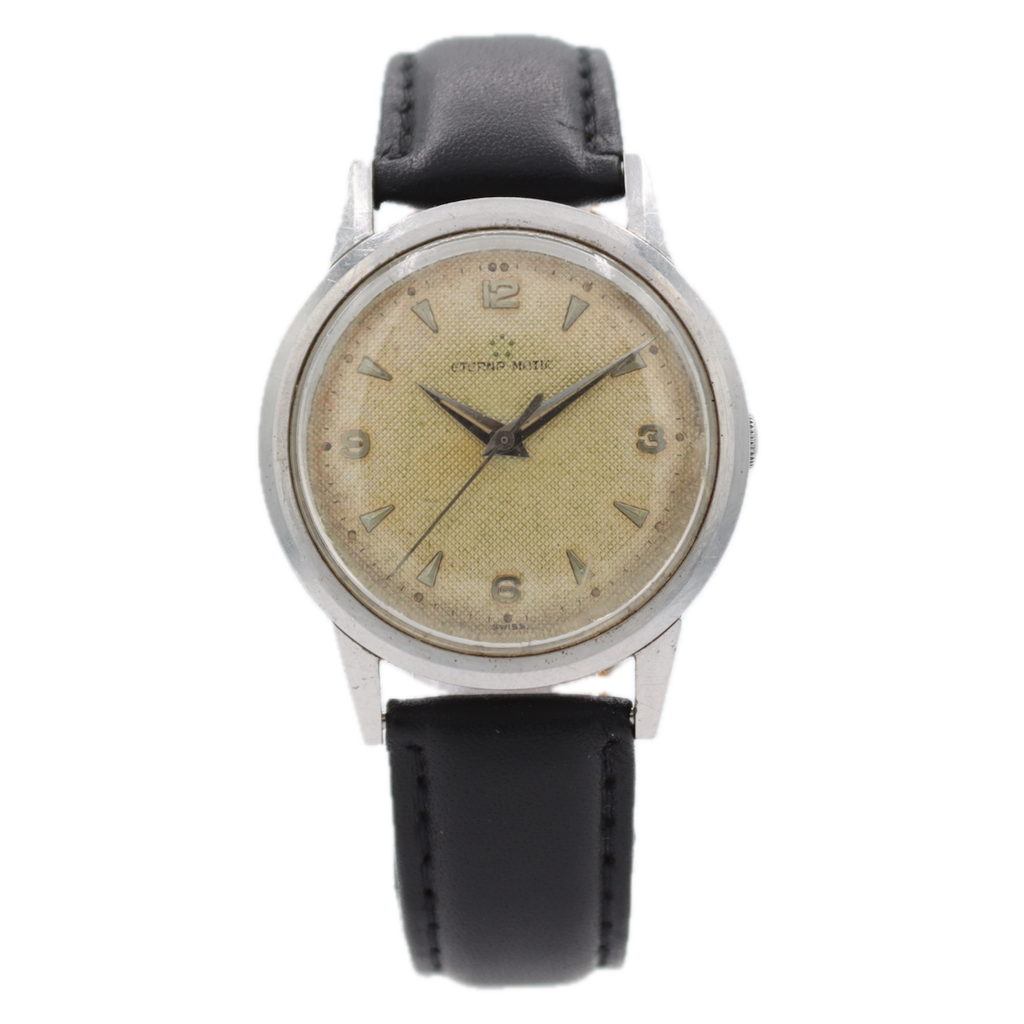 Vintage Eternamatic Linen Dial Men's Automatic Wristwatch 1412 Swiss S.Steel