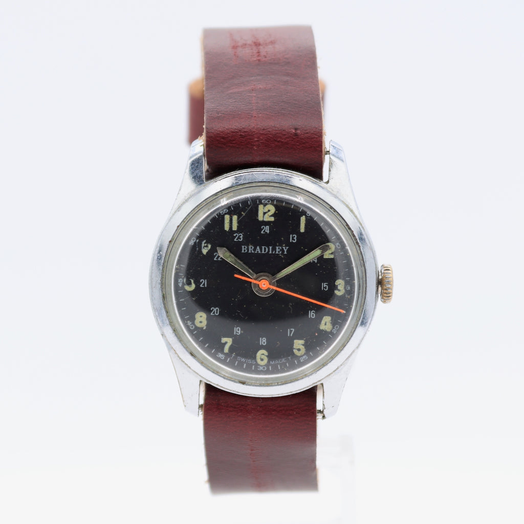 Vintage 30mm Bradley Military 1 Jewel Men's Mechanical Wristwatch EB8800 Steel
