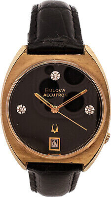 Vintage Bulova Accutron Men's Tuning Fork Wristwatch 218 1 Black & Diamond Dial