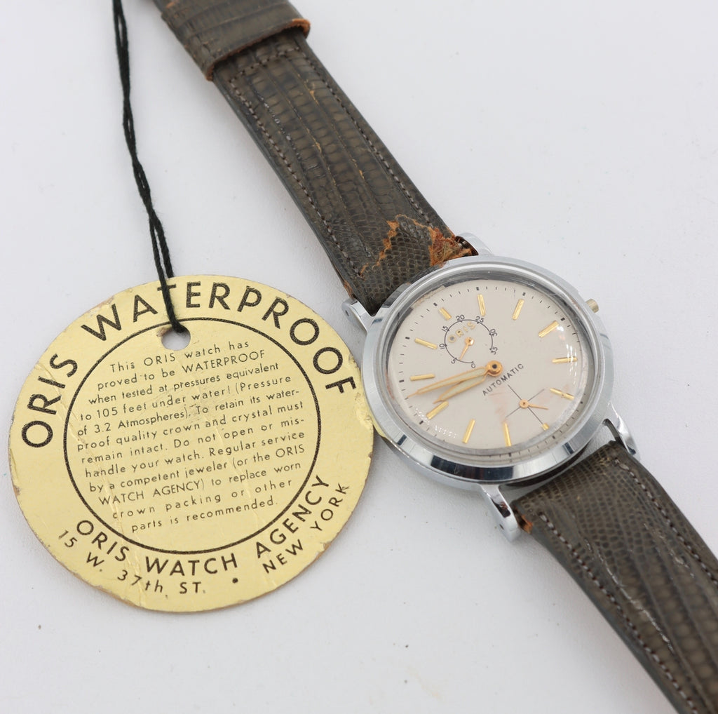 Vintage 35mm Oris Power Reserve Men's Wristwatch Case Oris 605 Swiss Steel