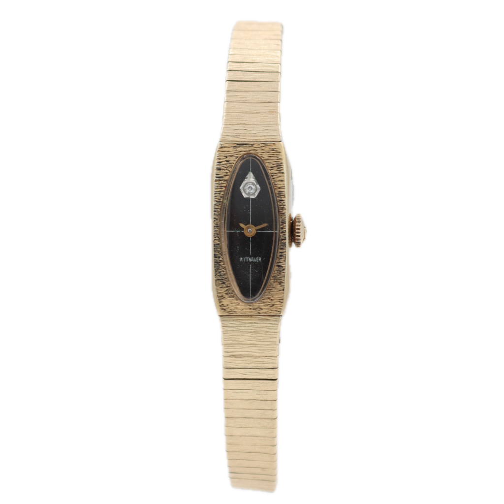 Vintage Wittnauer Diamond 12 Women's Cocktail Mechanical Wristwatch Swiss Gold Plated