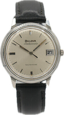 Vintage Bulova Ambassador Men's Automatic Wristwatch 12EBACD Steel Stepped Bezel