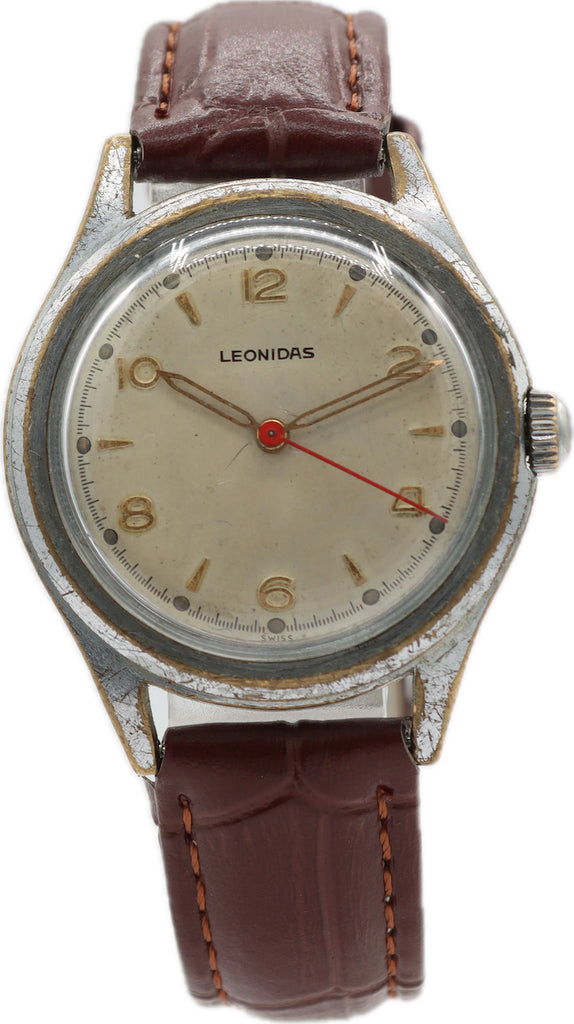 Vintage 32mm Leonidas Field Men's Mechanical Wristwatch 1187/94 Chrome Plated