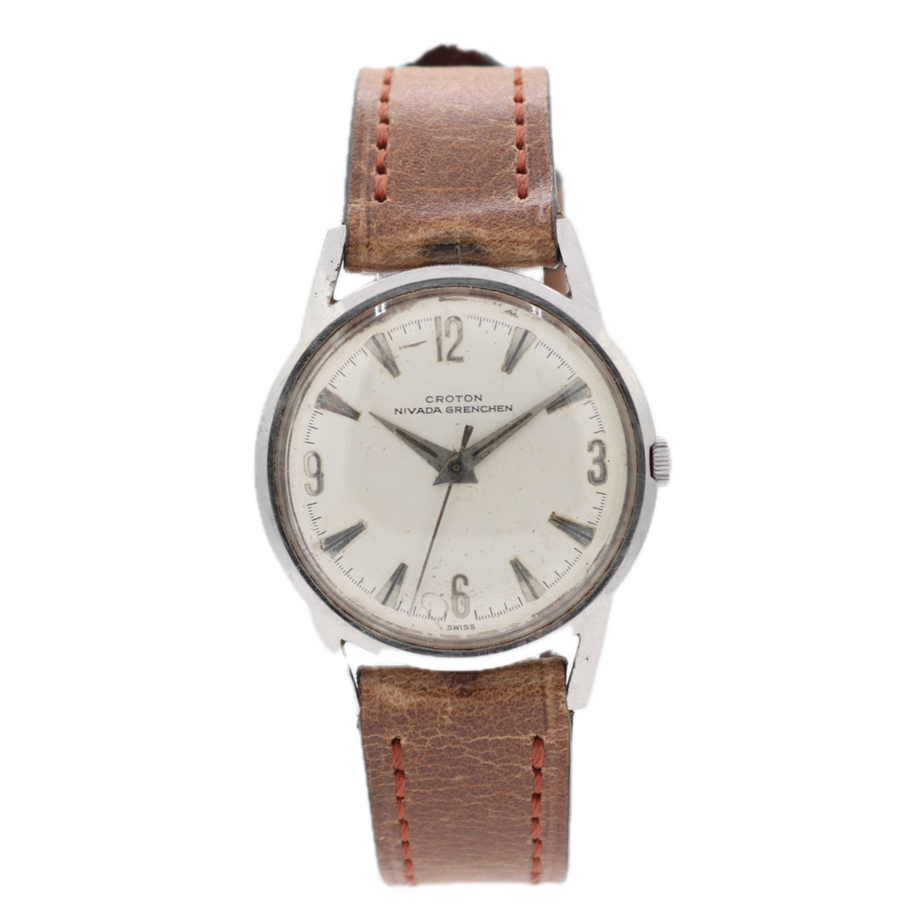 Vintage Croton C2449 Veri Thin 17J Men's Mechanical Wristwatch N35 Swiss Steel