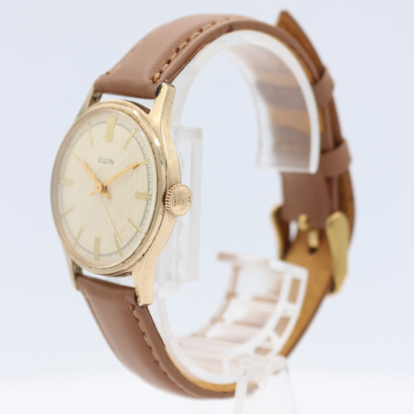 Vintage Elgin 4254 Linen Dial 19 Jewel Men's Mechanical Wristwatch 777 Two Tone