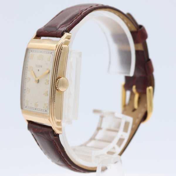 Vintage 1936 Elgin Curved 15 Jewel Men's Mechanical Wristwatch 484 USA 10k GF