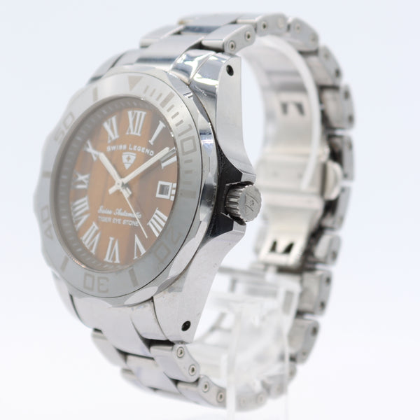 Swiss Legend 18010A-44 Tiger Eye Stone Men's Automatic Wristwatch Swiss Tungsten