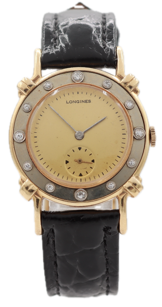 Vintage Longines Diamond Knotted Lugs Men's Mechanical Wristwatch 8LN 14k Gold