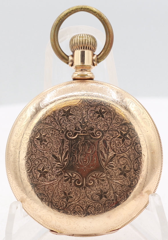 Antique 16S Non-Magnetic Star Pattern Case Hunter Pocket Watch 83 Gold FIlled